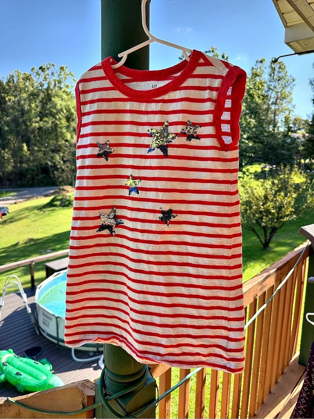 GAP Girls Striped Sequin Tank Top Red & White Size Small